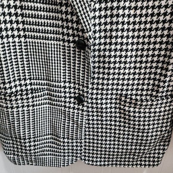 Vtg 80s Ventura Women’s Blazer Jacket Wool Blend Suede Collar Houndstooth Size M - Picture 4 of 9